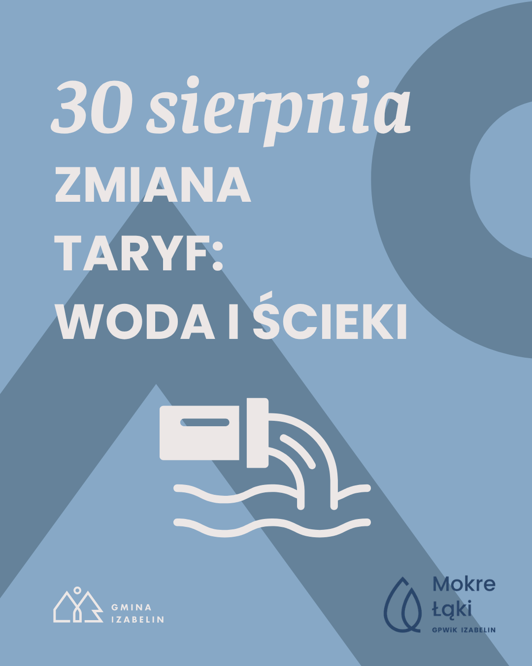 aktualność: Zmiana taryf za wodę i ścieki