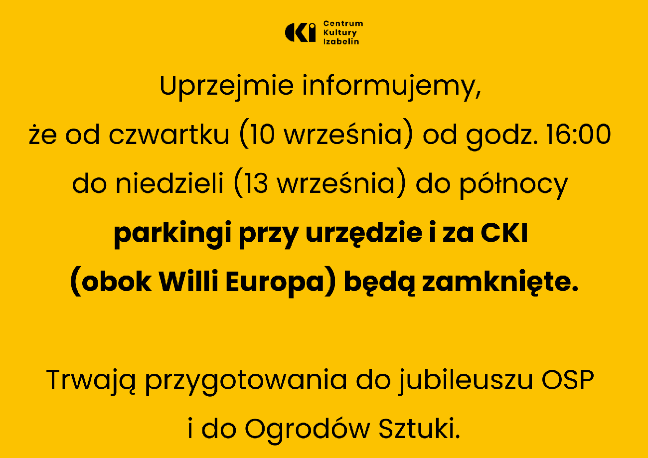 aktualność: Parkingi przy urzędzie i CKI 10-13 września